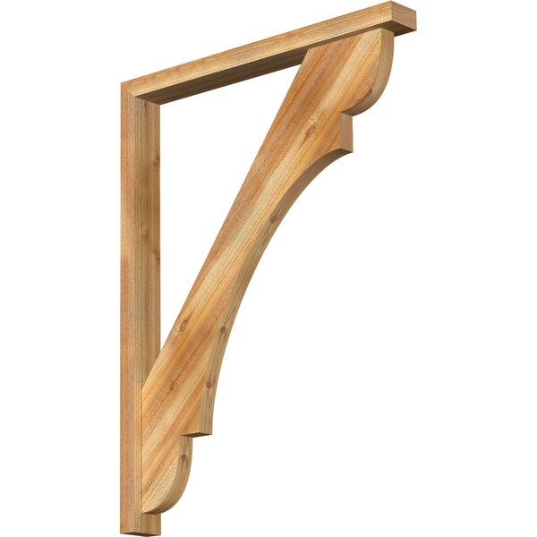Ekena Millwork Olympic Block Rough Sawn Bracket w/ Offset Brace, Western Red Cedar, 4"W x 36"D x 48"H BKT0402X36X48OLY05RWR - main